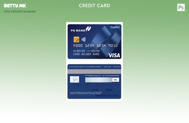 Модерен стил, шаблон за класична картичка за виза на Виетнам ПГ банка